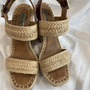 Steve Madden Beige Woven Wedges